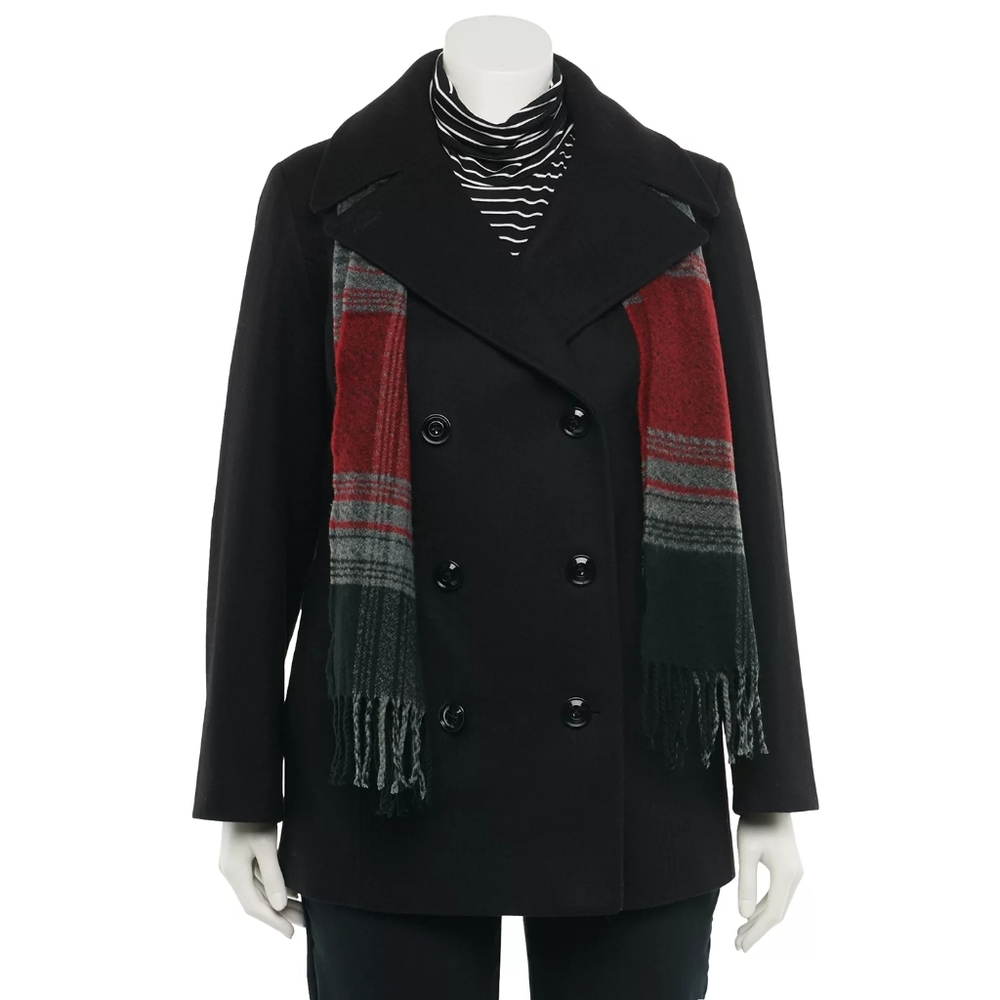CLEARANCE FOG Plus Size Double Breasted Wool Blend Peacoat Size 3X